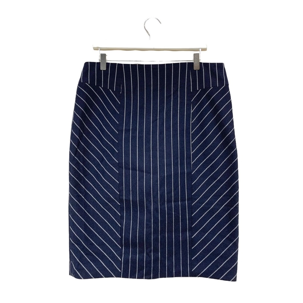 Cleo Navy Blue White Pinstripes Pencil Skirt Size 10